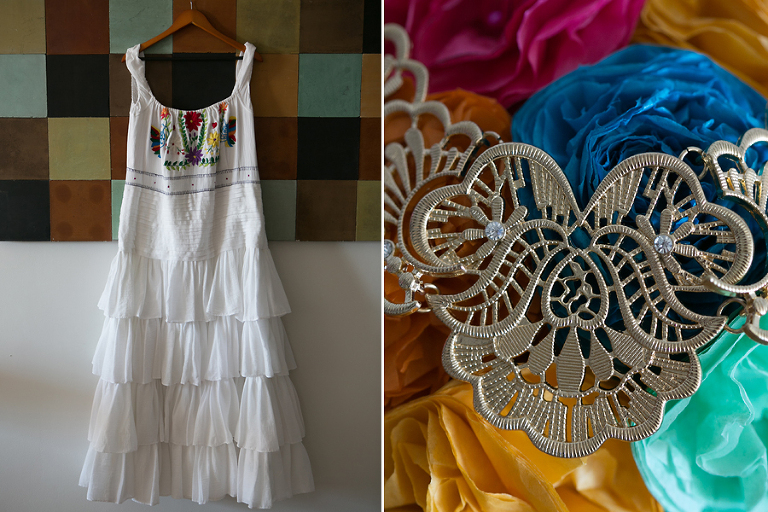 Traditional Mexican wedding dress details