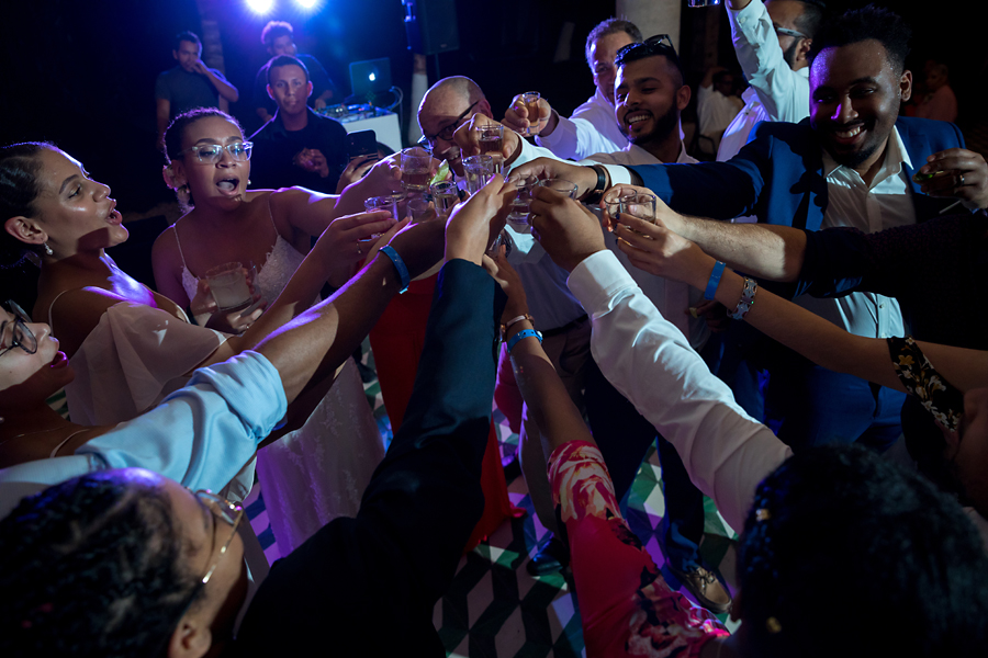 Wedding dance floor shots of tequila